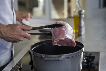 Remove the veal from the casserole dish