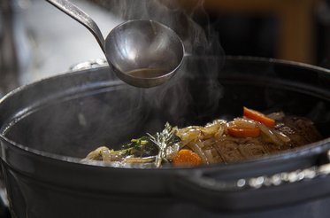 Turn the veal over three or four times as it is braising 