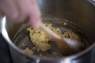 Make a roux with the cooled stock 