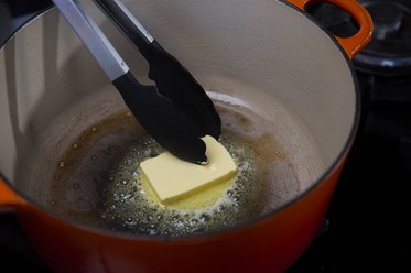 Heat the butter until it bubbles 