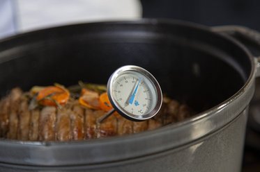 Remove the veal from the casserole dish