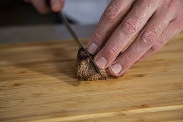 Carve the veal tenderloin in to pieces
